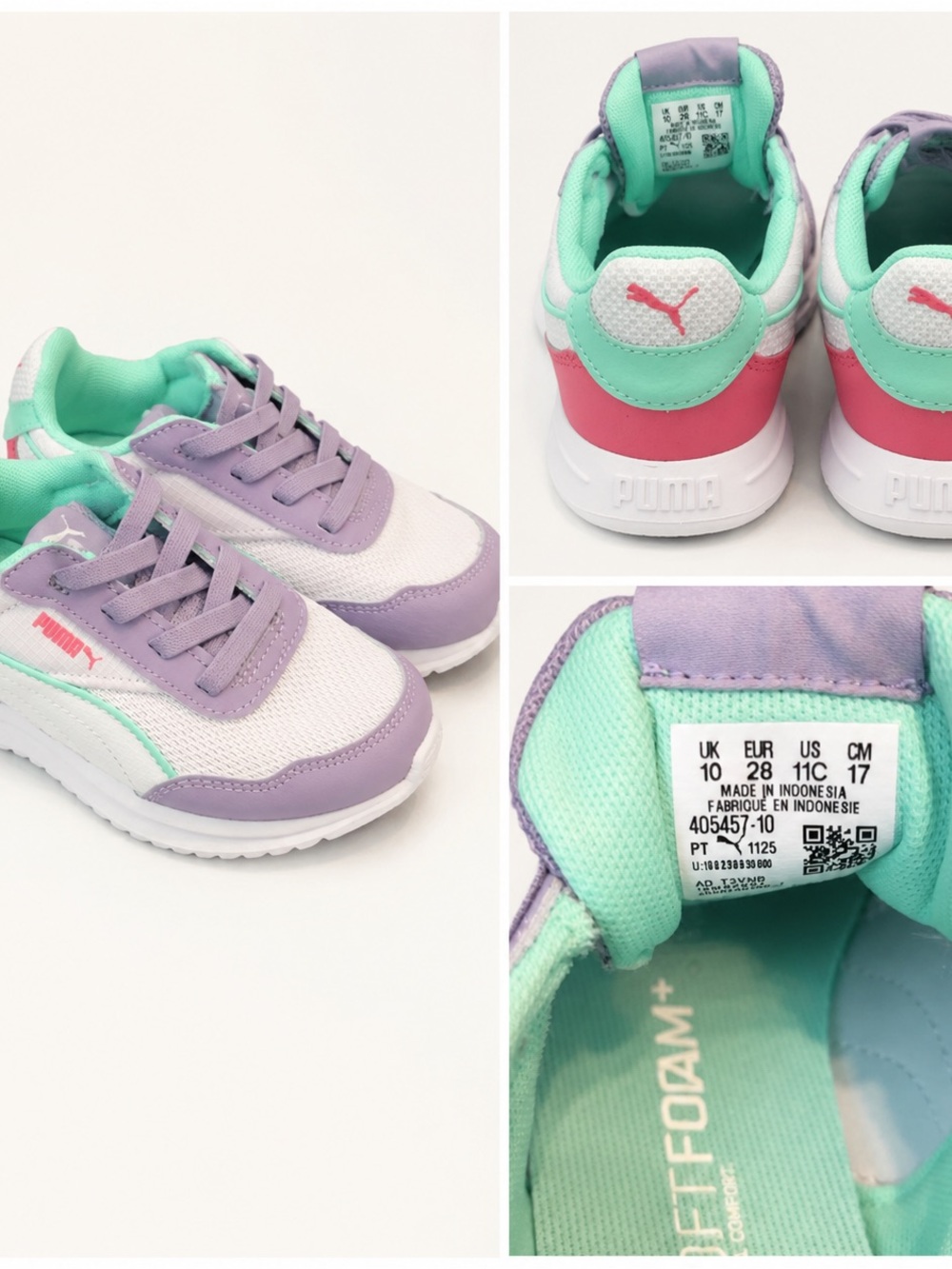 Puma Kids Pastel Mint & Lavender Runner Sneakers